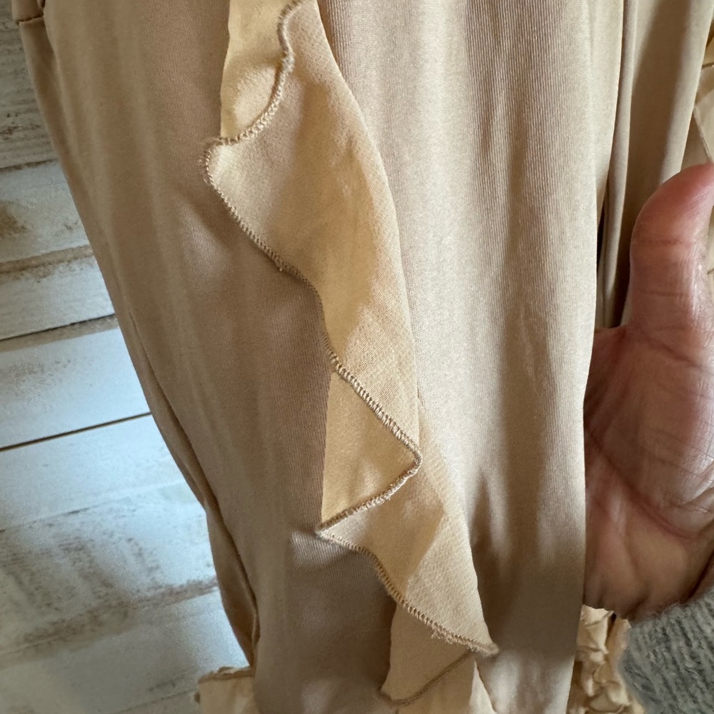 Stylish Tan Ruffle Pants for Women - Picture 3 of 5